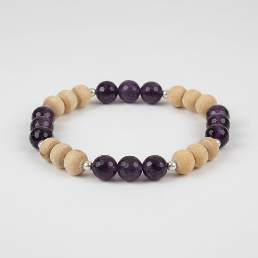 Amethyst and Tulsi Beads Bracelet