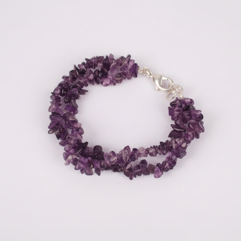 Amethyst Double Turn Bracelet - Uncut Beads