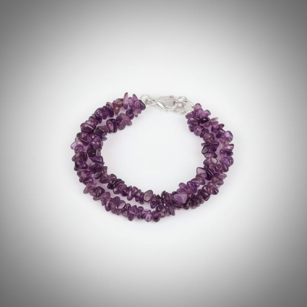 Amethyst Double Turn Bracelet - Uncut Beads
