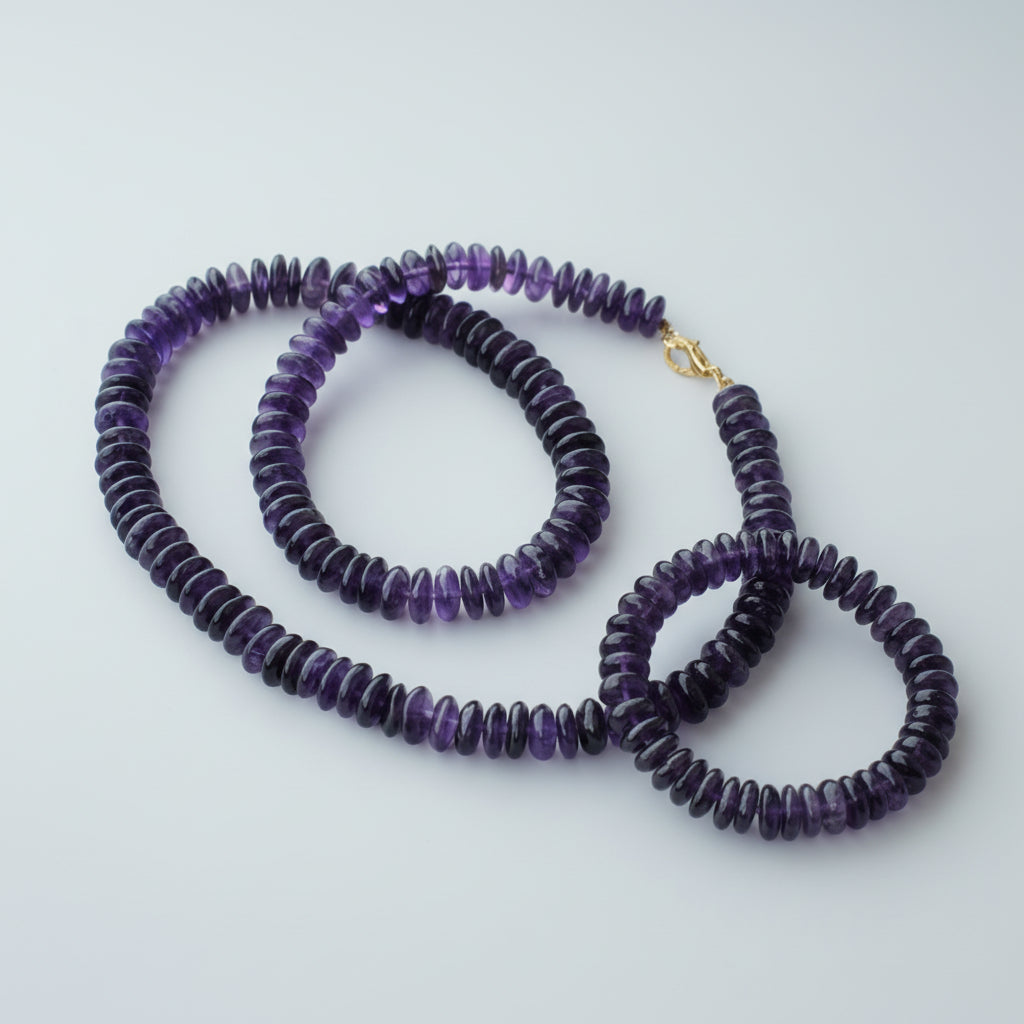 Amethyst Button Shaped Beads Mala
