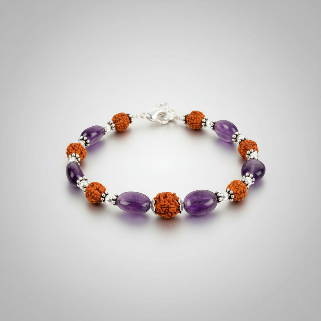 Amethyst Oval 7 mm Bracelet (Design I)