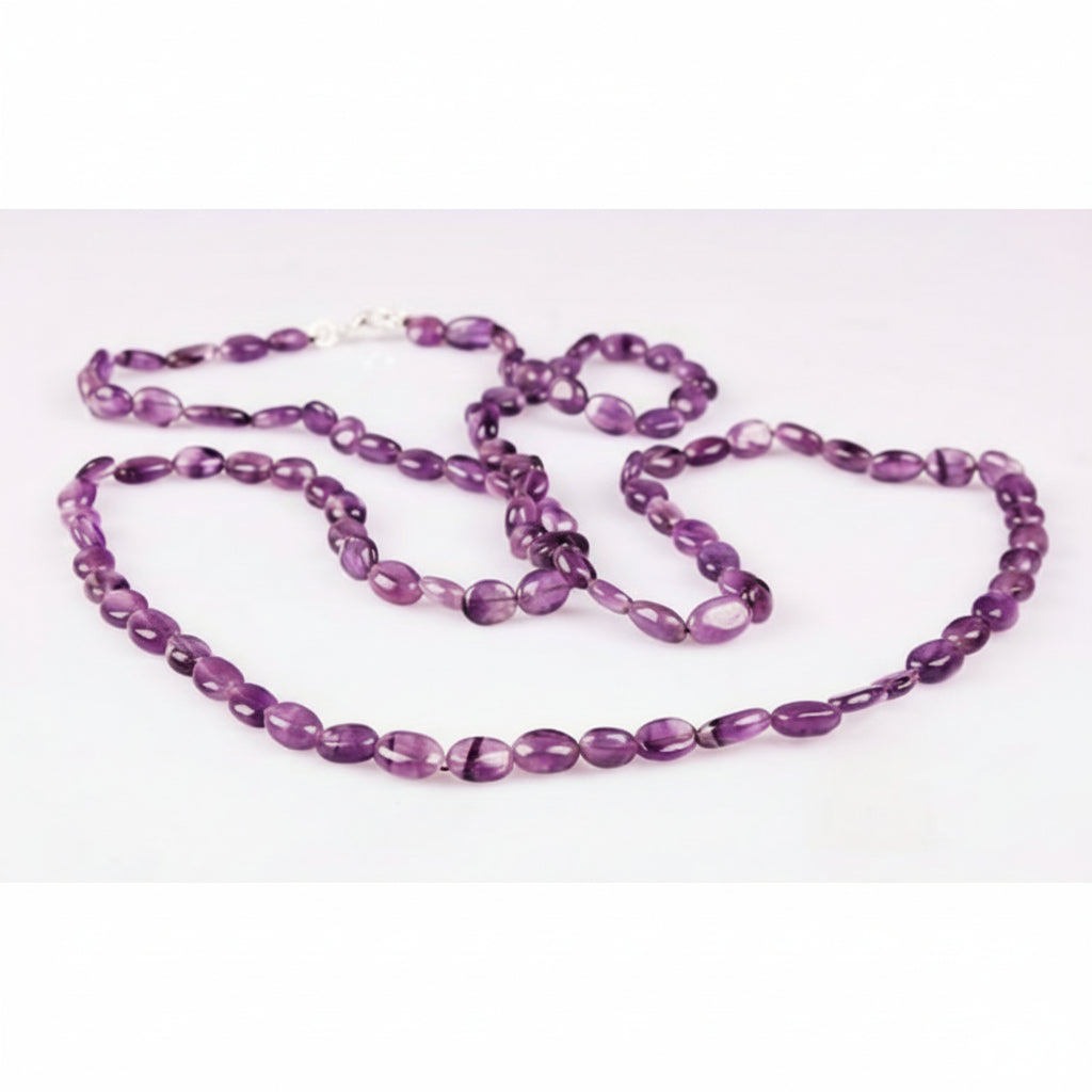 Amethyst Oval Mala-108 Beads (Size: 8 mm)