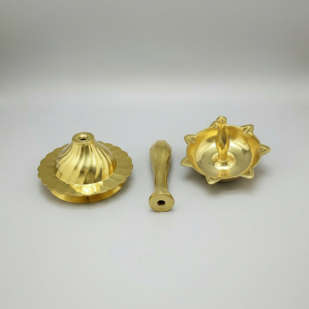 Brass Twisted Samai Oil Lamp