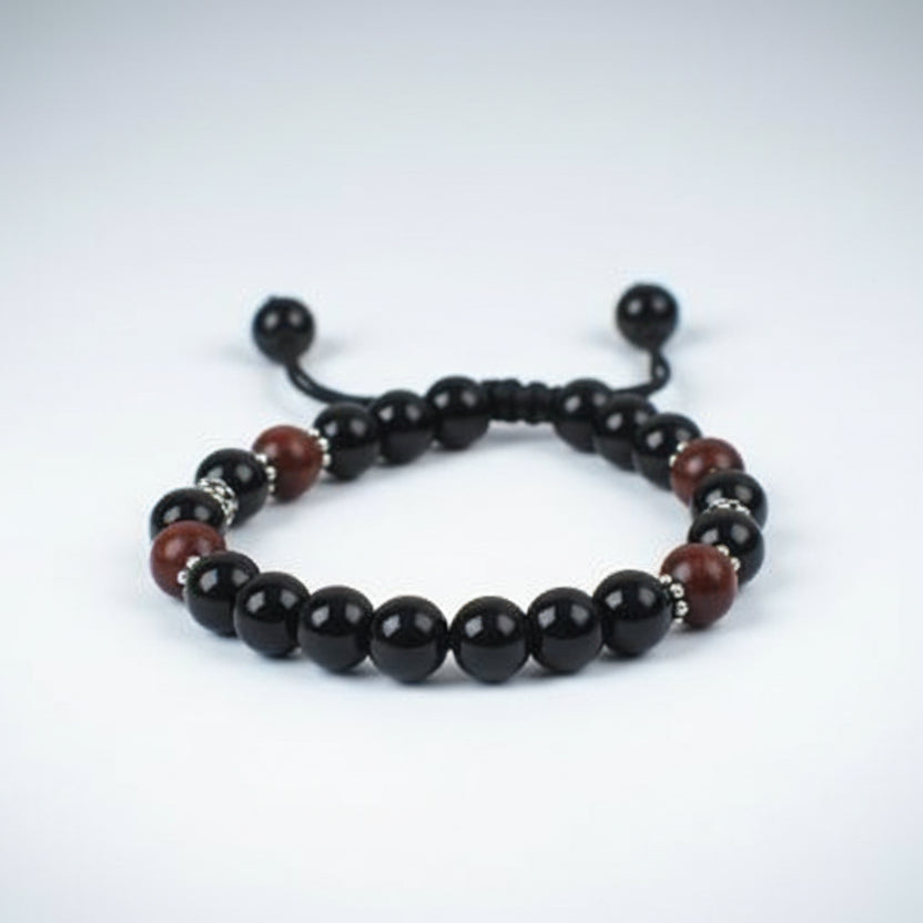 Black Agate and Red sandalwood Bracelets