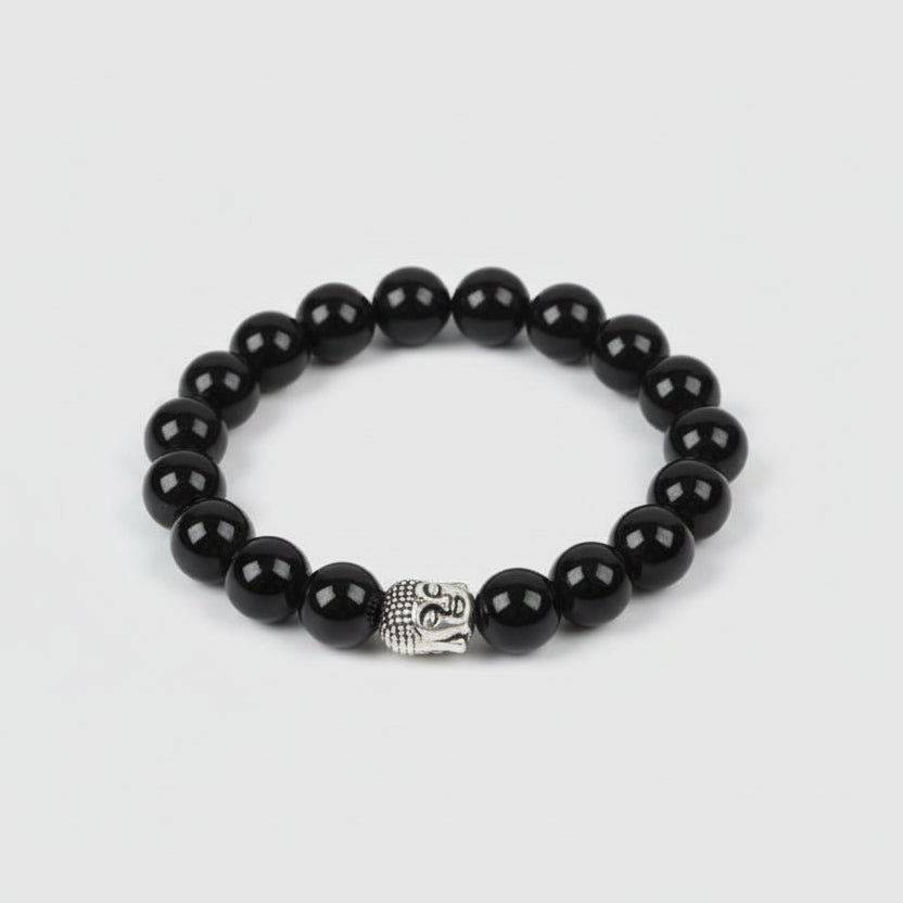 Black Agate with Buddha Bracelet