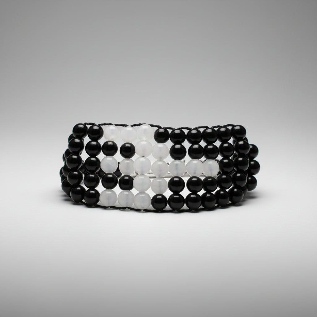 Black and White Agate Multi Beads Bracelet