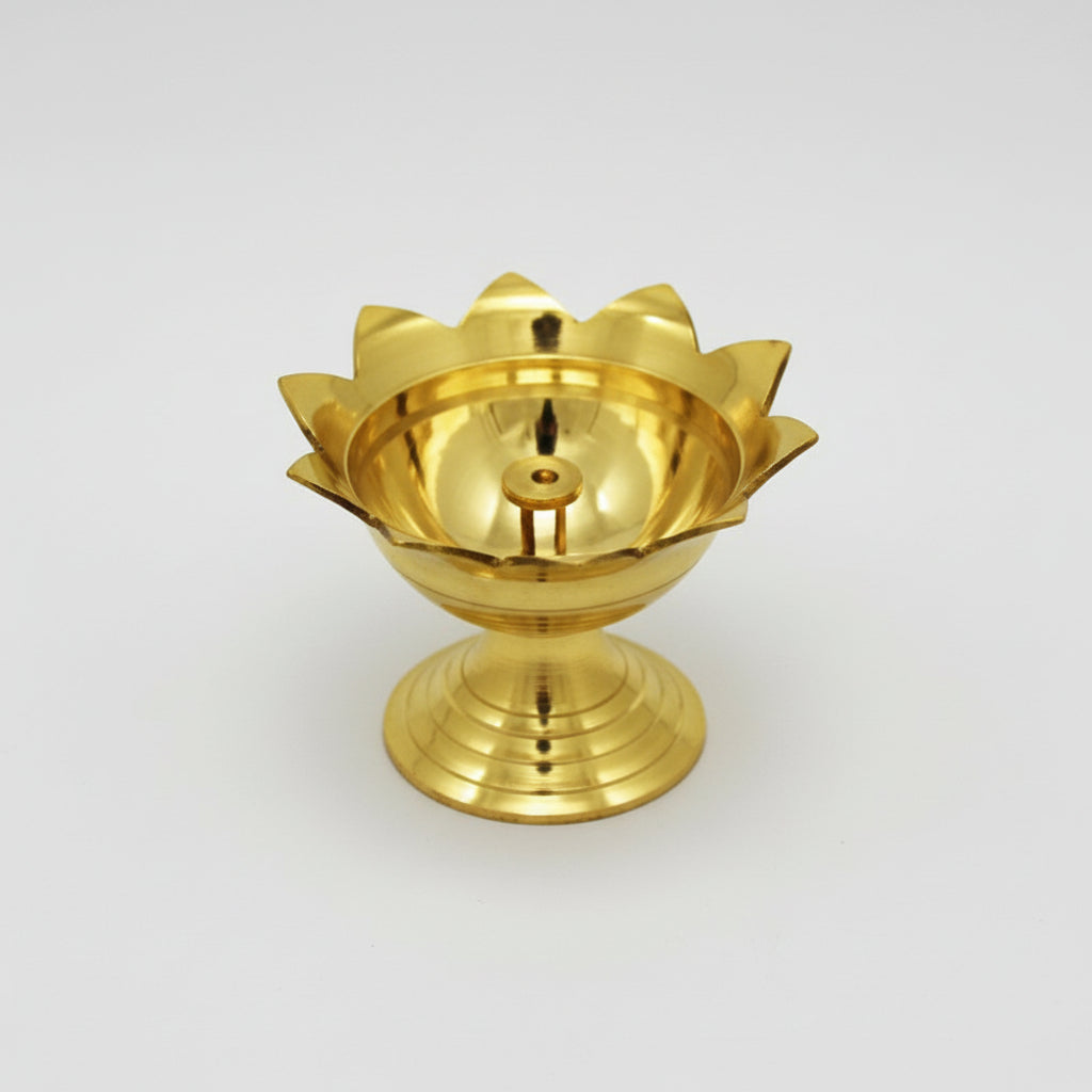 Brass Sunflower Diya-Antique Finish-Large