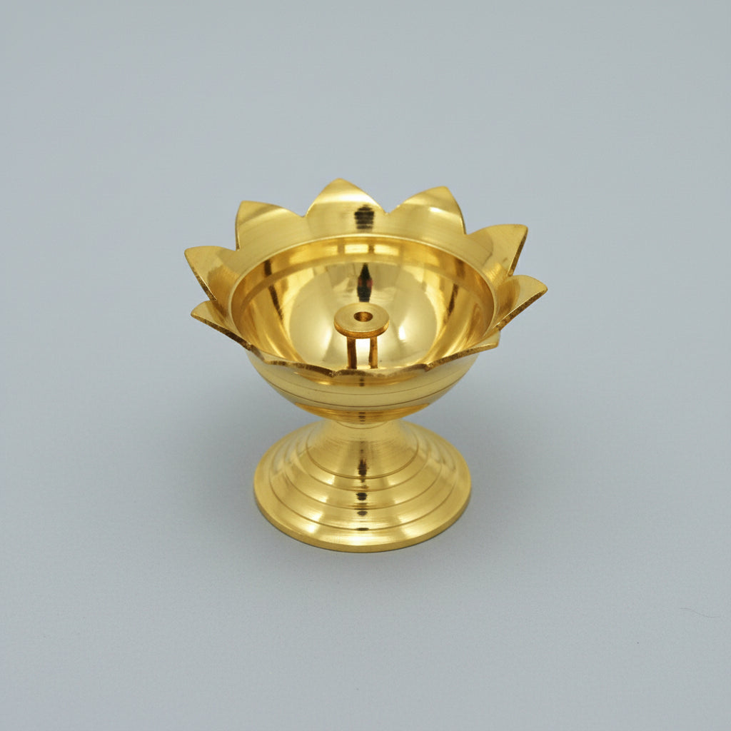 Brass Sunflower Diya-Brass Finish-Small
