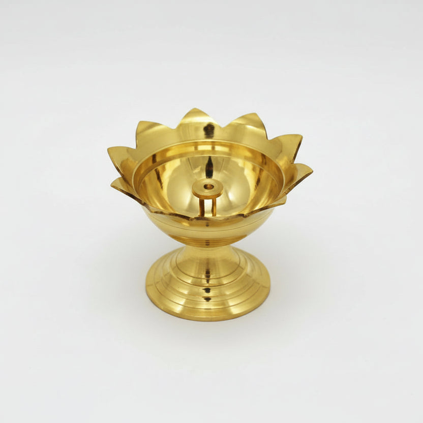 Brass Sunflower Diya-Brass Finish-Large