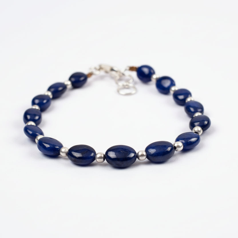 Blue Sapphire Bracelet (I)-Silver Balls