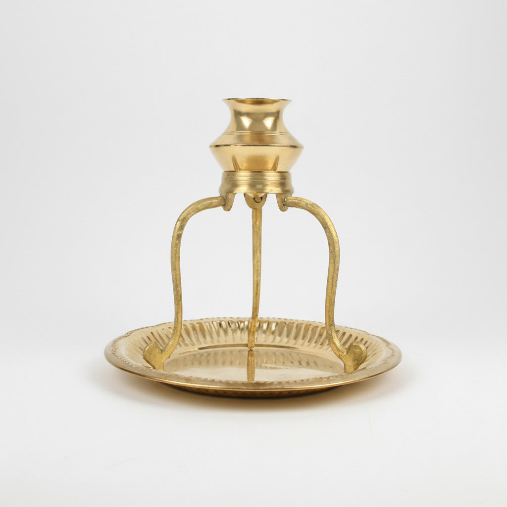 Brass Abhishek Set with Kalash Tri-Stand & Plate