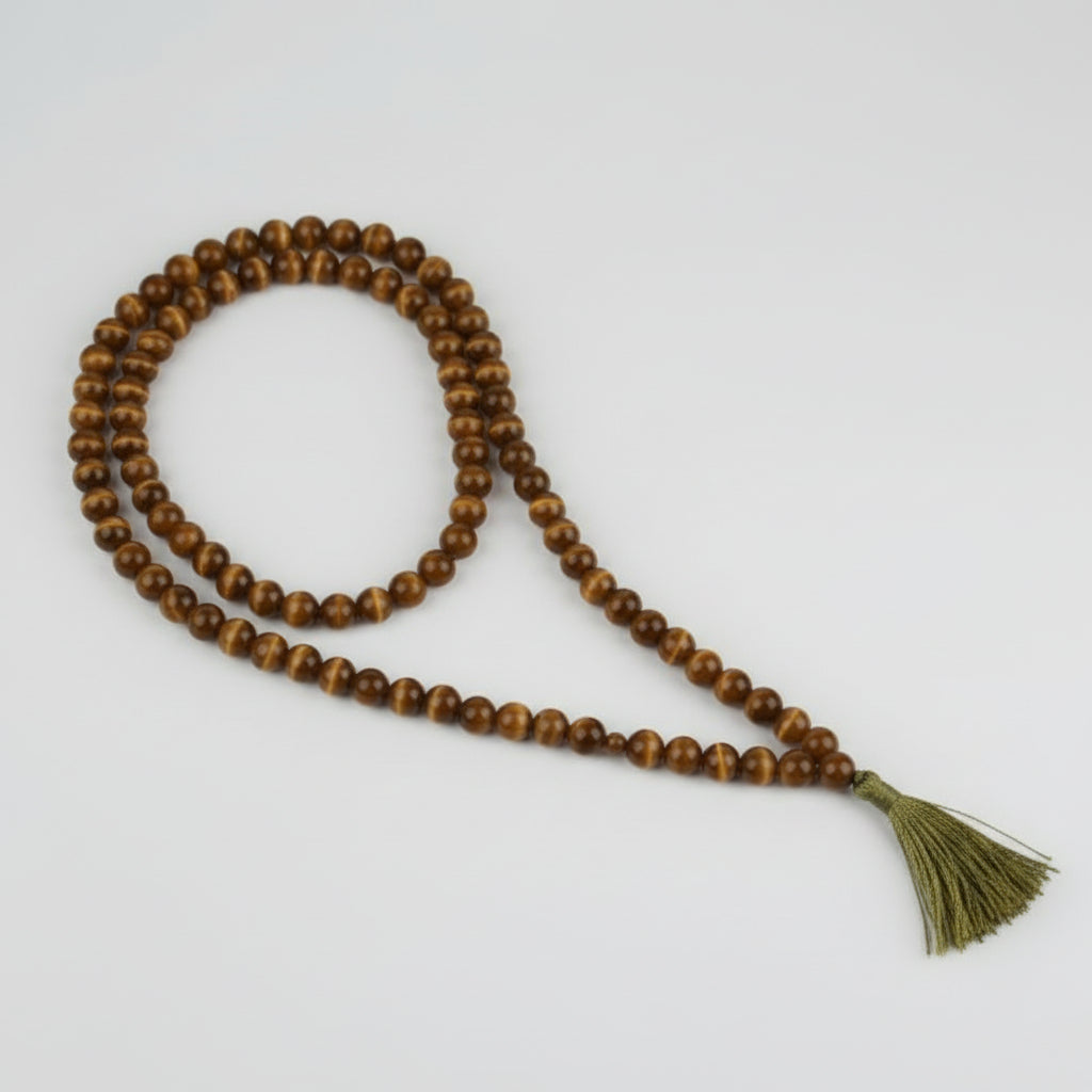Brown Cats Eye Round Mala (6 mm)-With Knots