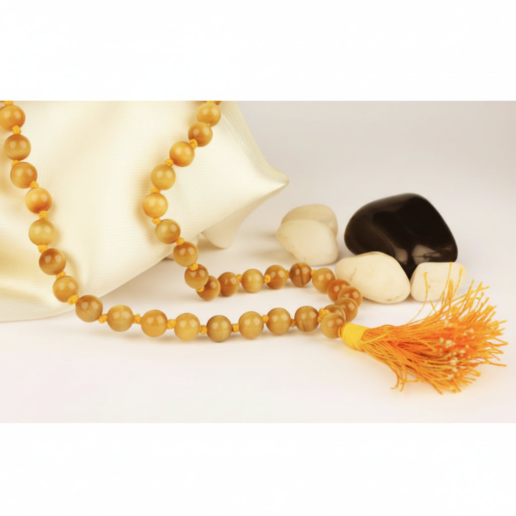 Brown Cats Eye Round Mala (6 mm)-Without Knots