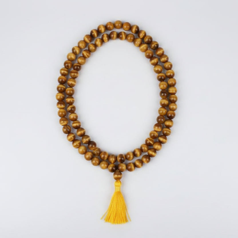 Brown Cats Eye Round Mala (8 mm)-54 Beads