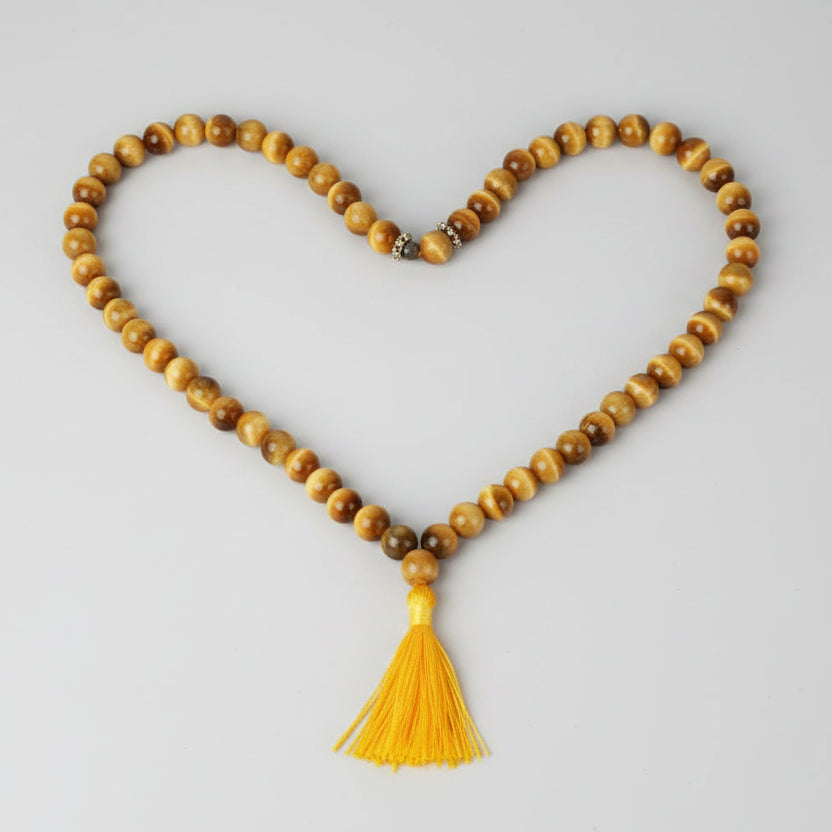 Brown Cats Eye Round Mala (8 mm)-108+1 Beads