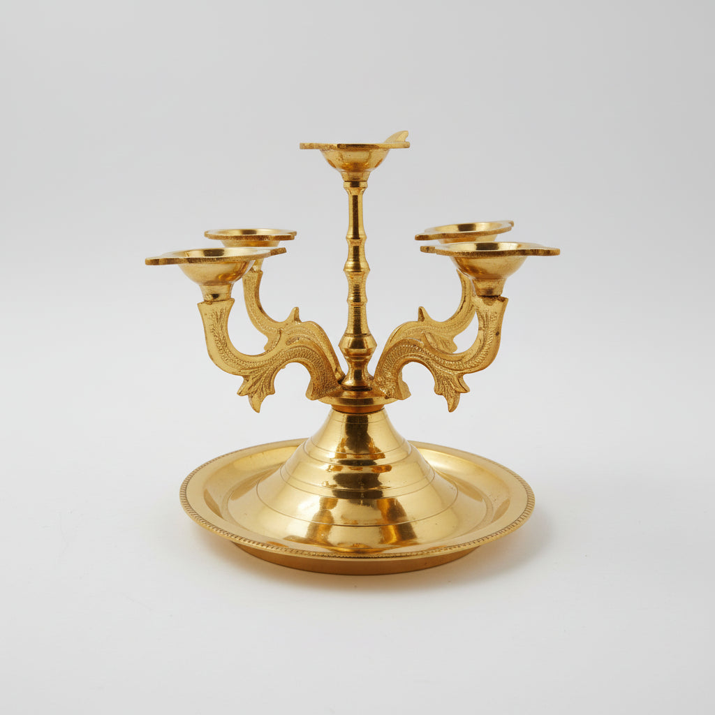 Chatur Diya Lamp In Brass-Set of 2