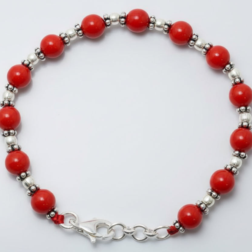 Coral Bracelet in Pure Silver