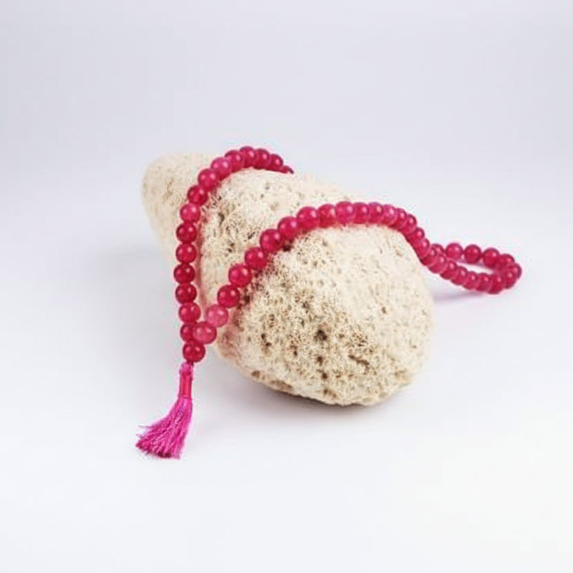 Dark Pink Jade Round Mala-6 mm