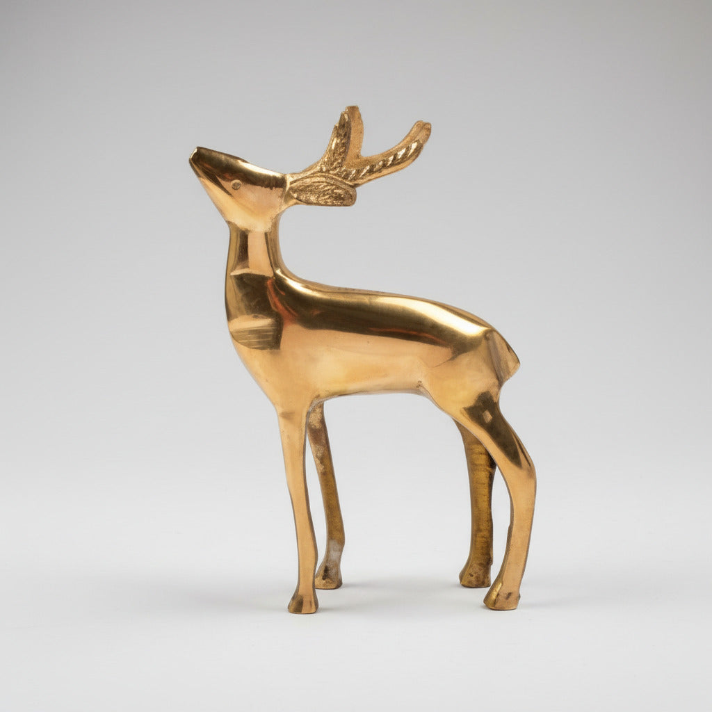 Elegant Deer Brass Statue