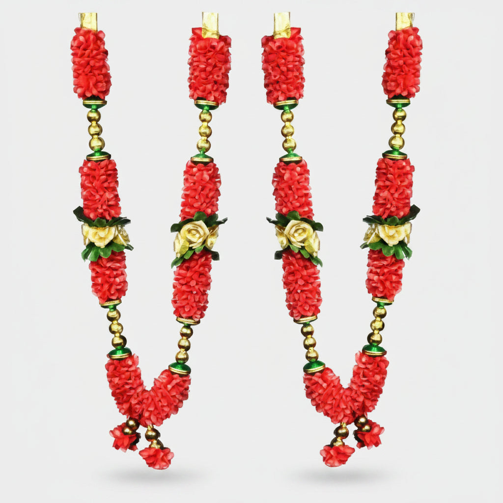 Deity Garlands Medium Set of 2 (Design XIII)-Red