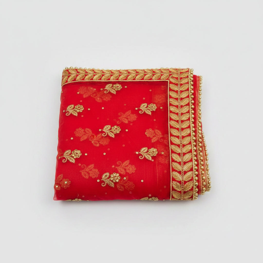 Designer Netted Chunri II-Red