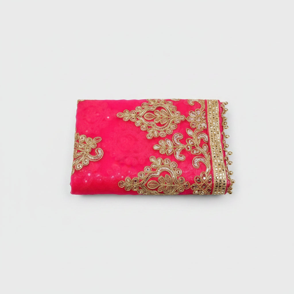 Designer Netted Chunri V-Red