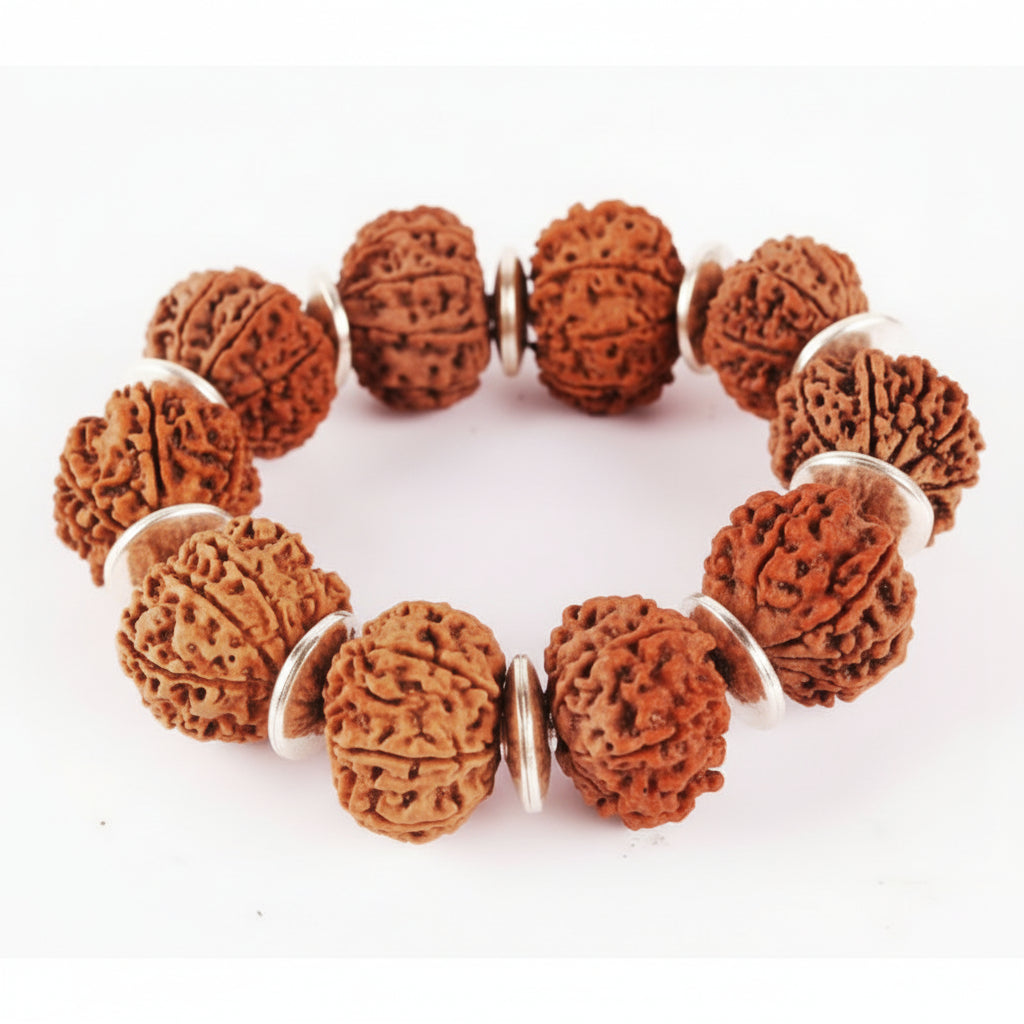 9 Mukhi Durga Shakti Bracelet-Small-Woolen Spacers