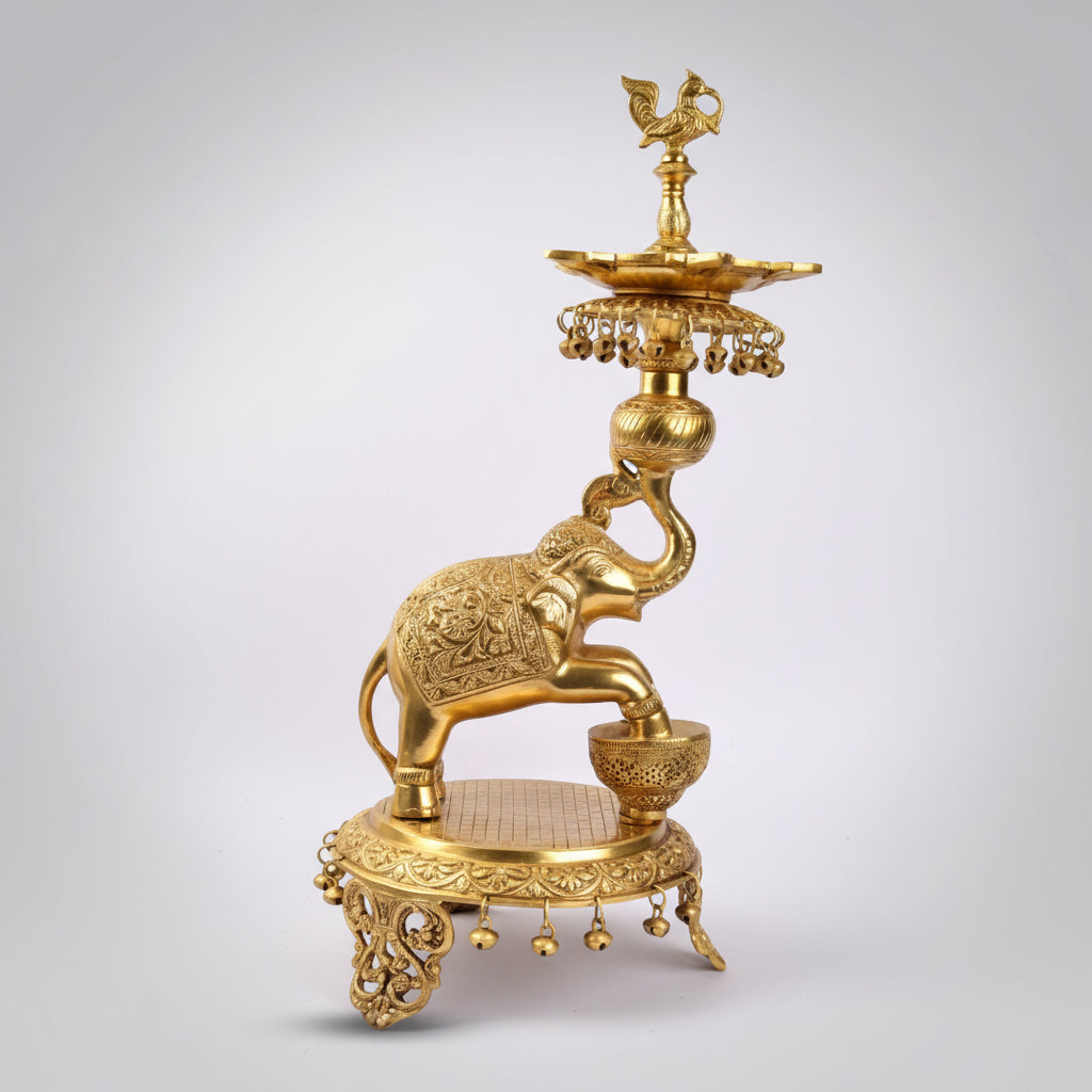 Elephant Diya in Brass (I)-Set of 2