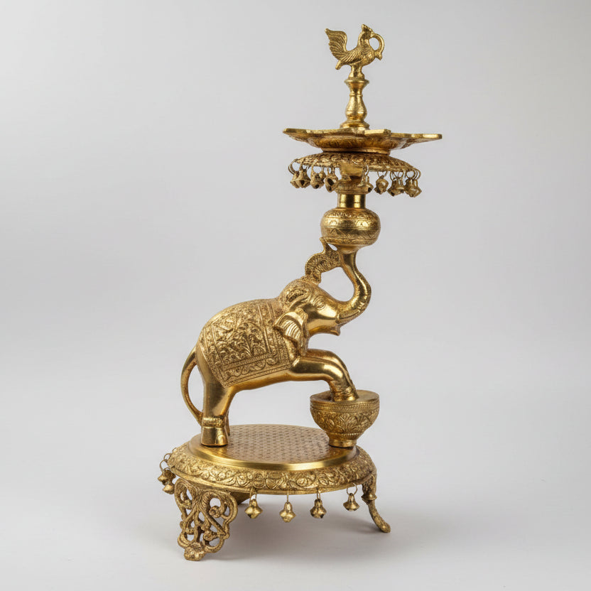 Elephant Diya in Brass (I)-Set of 2