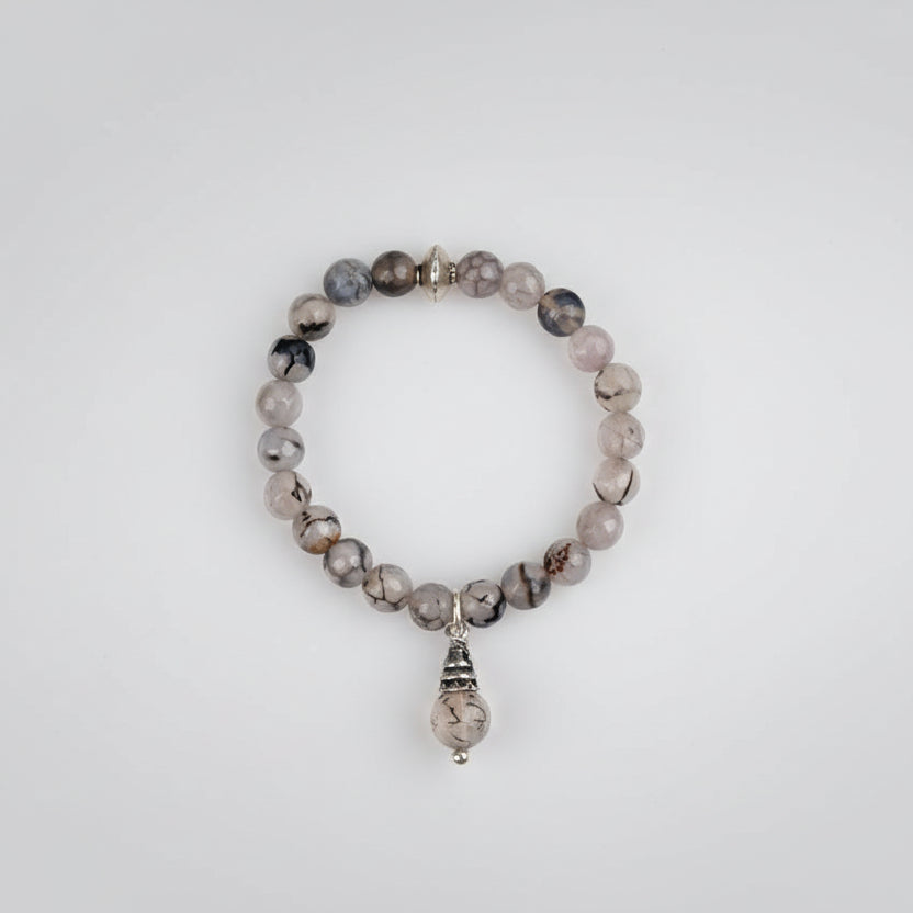 Smoky Quartz Faceted Silver Bracelet -Design I-10 mm