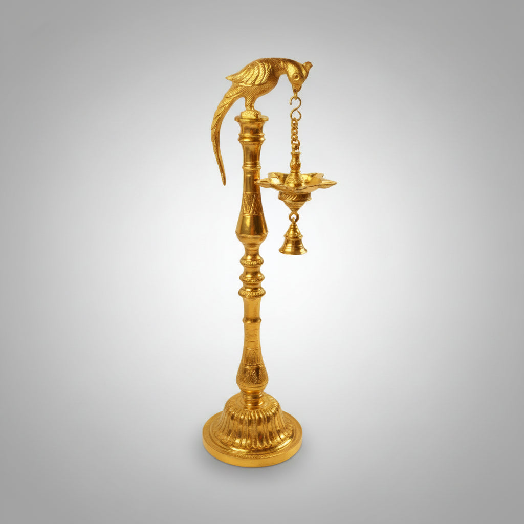 Five Wicked Parrot Oil Lamp In Brass-One Piece