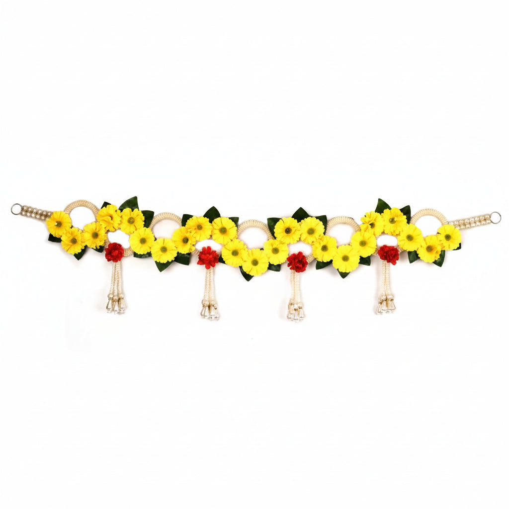 Flower with Pearl Bandarwar-Yellow