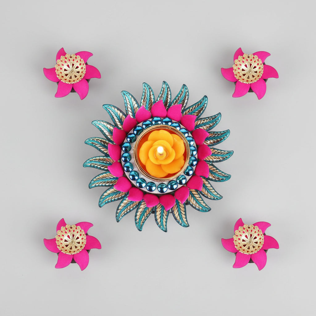 Fluorescent Floating Diya-Green