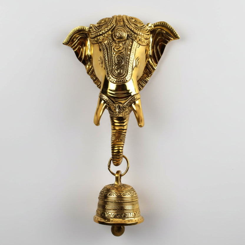 Ganesha Face With Bell Hanging Wall Artifact