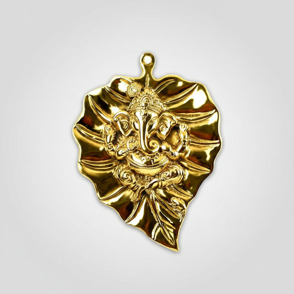 Ganesha on Peepal Leaf (Hanging)-Antique Finish