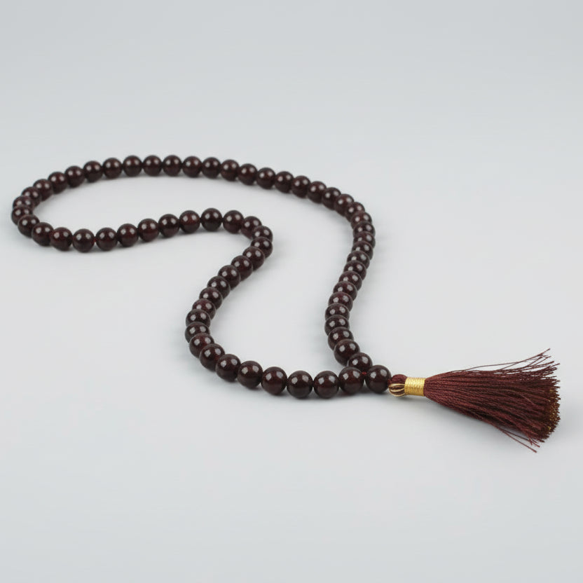 Hessonite Garnet Mala 108 + 1 Beads-9 mm