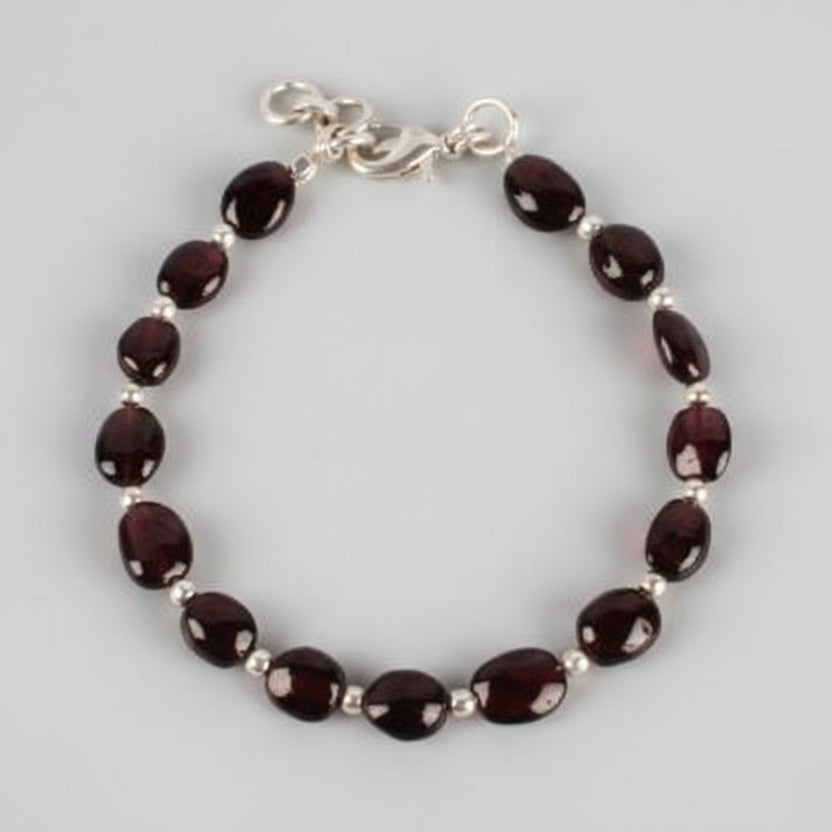 Garnet Oval Beads Bracelet