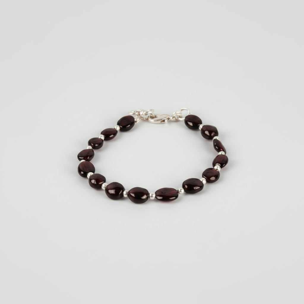 Garnet Oval Beads Bracelet