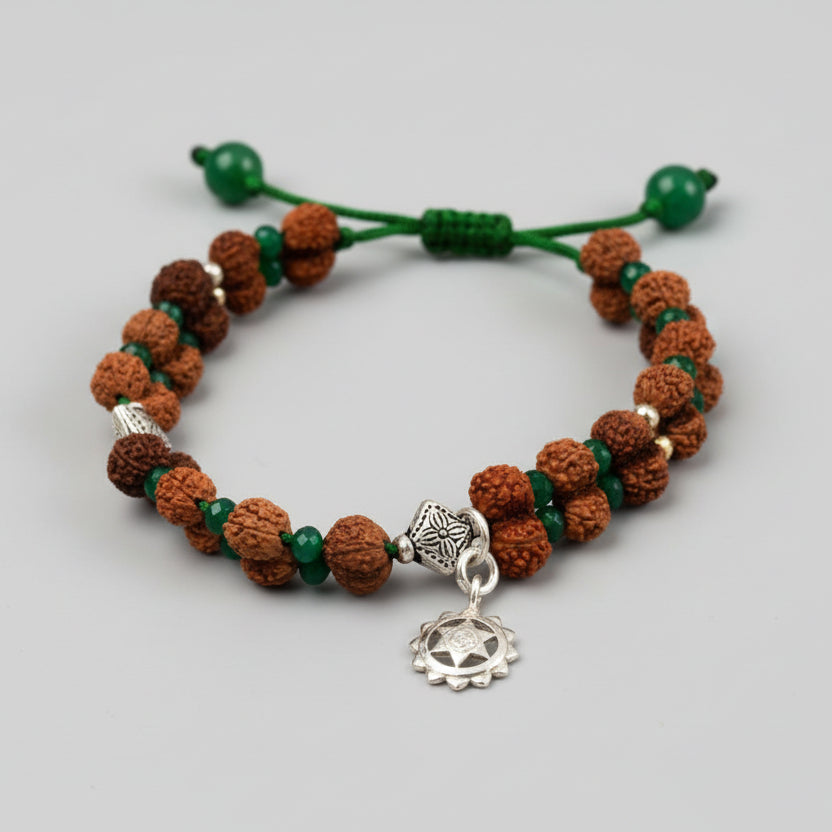 Gauri Shankar Rudraksha and Emerald Bracelet