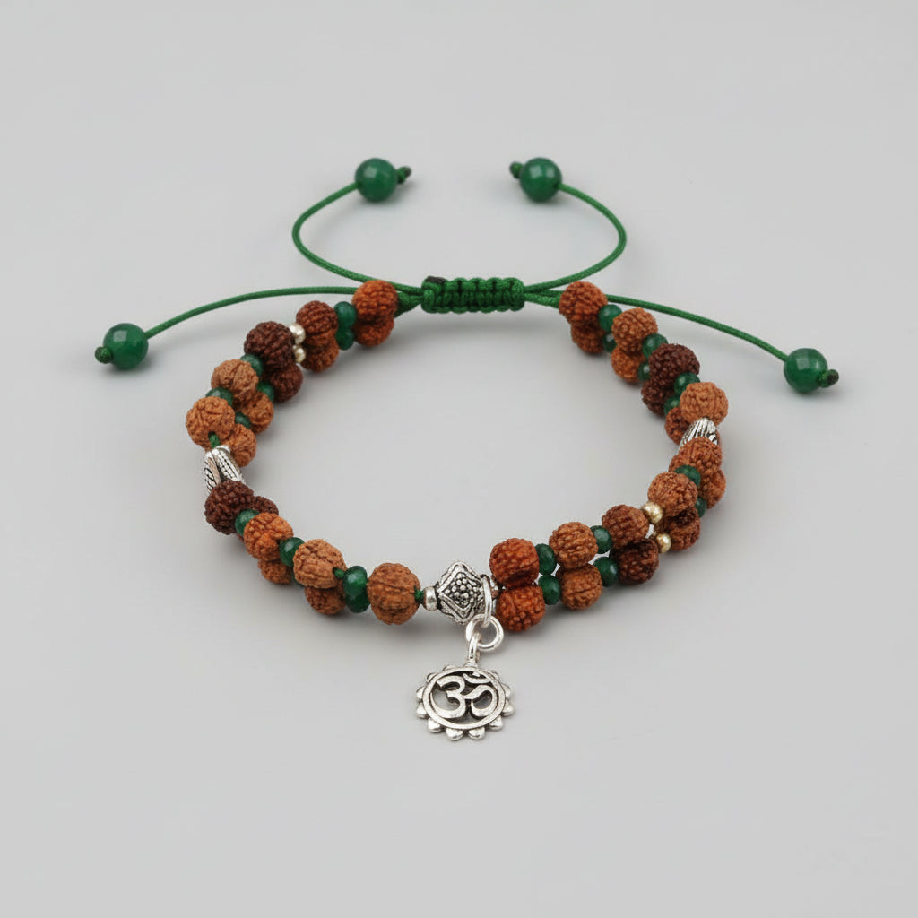 Gauri Shankar Rudraksha and Emerald Bracelet