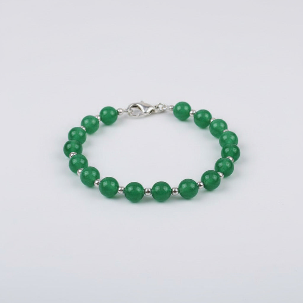 Green Jade Round Bracelet - 8 mm