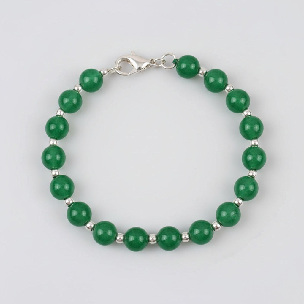 Green Jade Round Bracelet - 8 mm