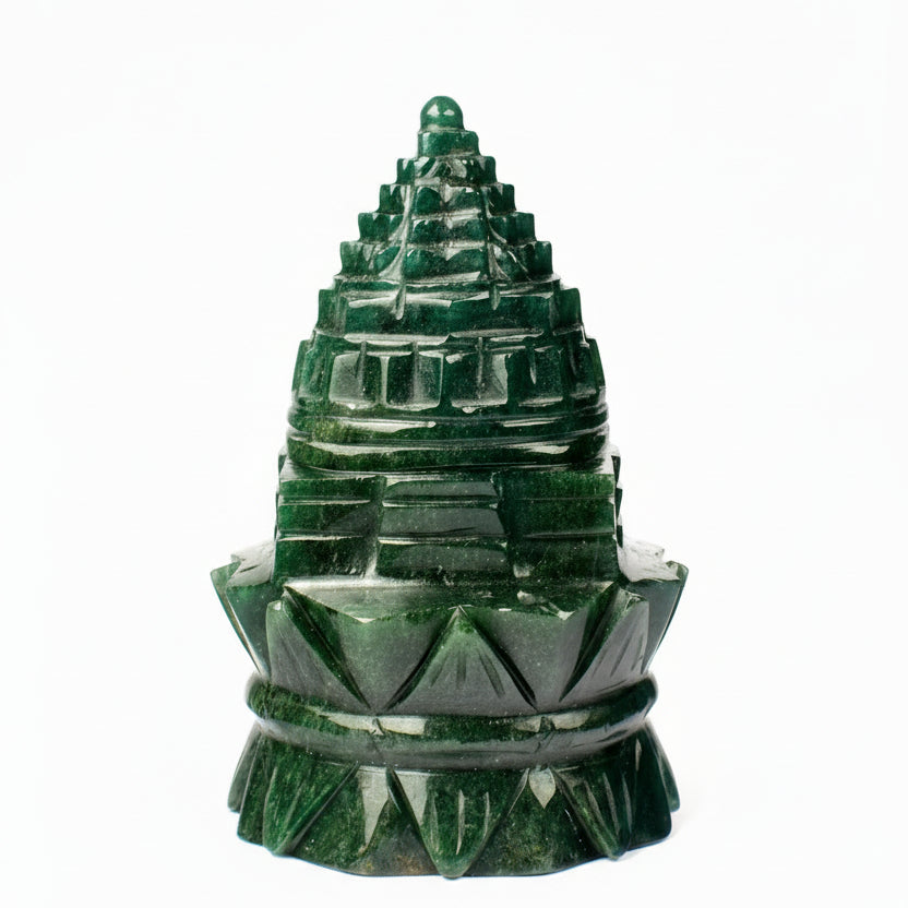 Green Jade Shree Yantra on Lotus - 430 gms