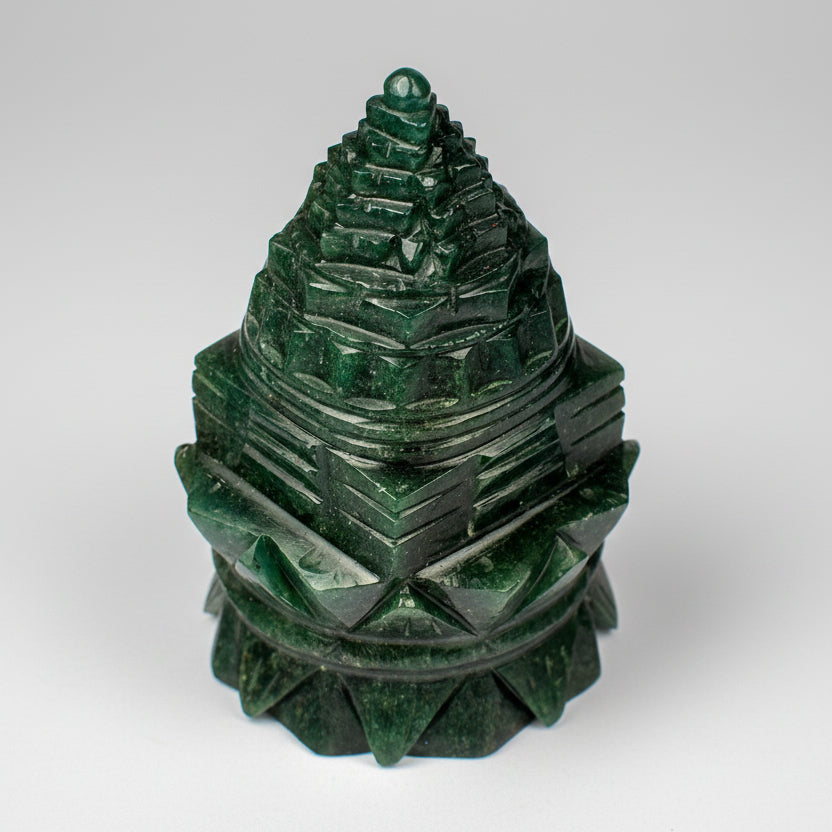 Green Jade Shree Yantra on Lotus - 430 gms