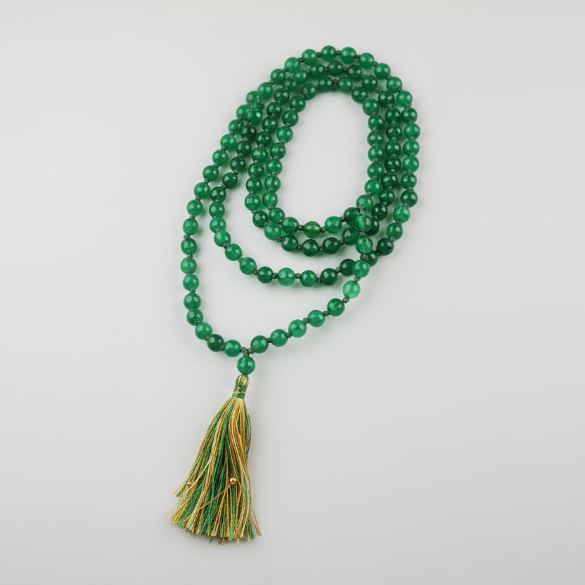 Green Onyx Mala Faceted-108 Beads (Size: 6 mm)