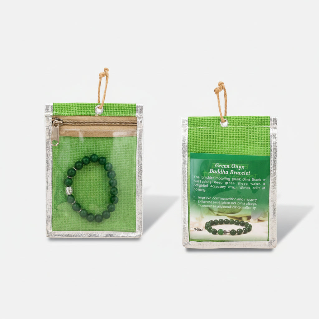 Green Onyx with Buddha Bracelet-Elastic