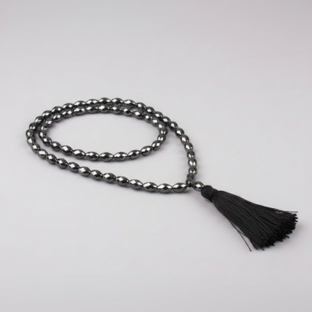 Hematite Faceted DrumShape Mala (8 mm)