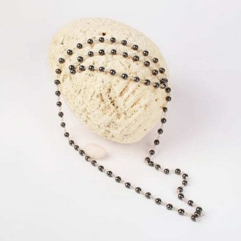 Hematite Mala in Pure Silver
