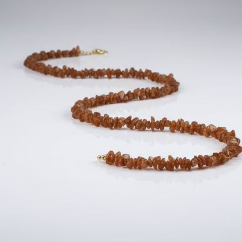 Hessonite Gomed Necklace (Uncut Beads)