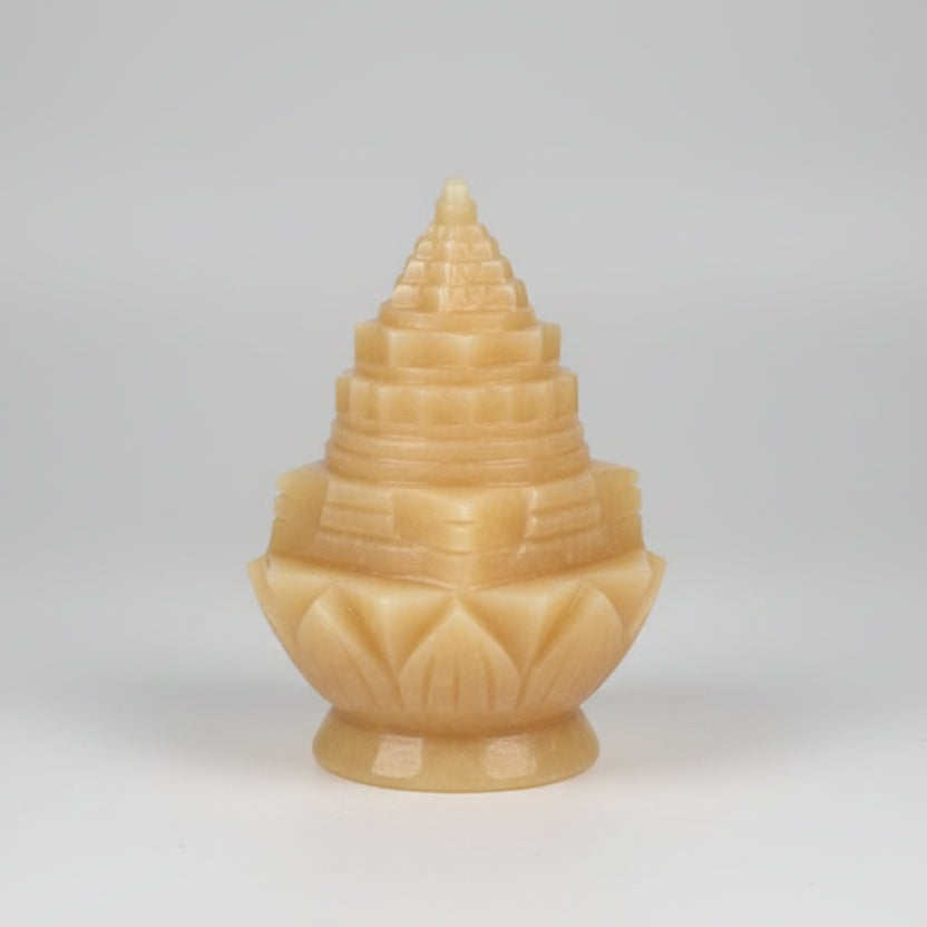 Ivory Yellow Jade Shree Yantra on Lotus 230 to 240 gms